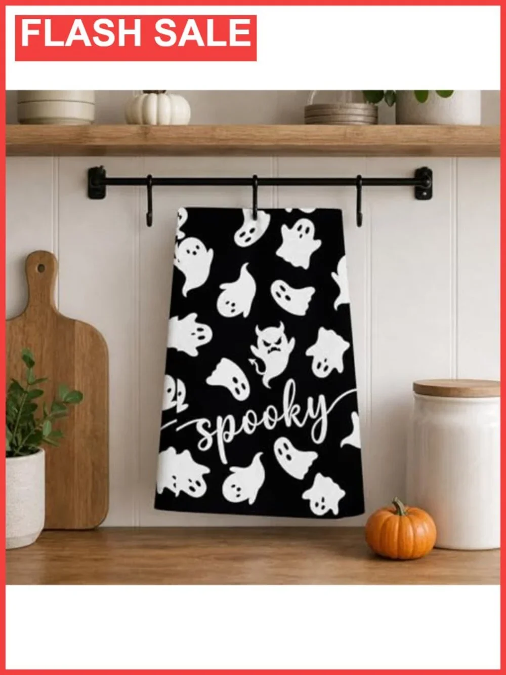 Halloween Ghost Kitchen Dish Towels Set of 2 18x26 Absorbent Polyester